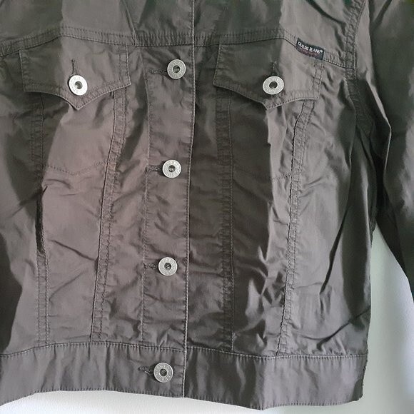 Guess Authentic Jeans Cropped Button Army Green Utility Military Jacket S/P - Picture 5 of 13